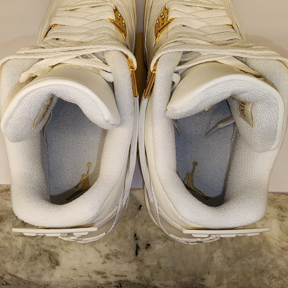 Air Jordan 4 Retro White Gold Metallic Womens 9.5 Men 8 Unisex AJ4 Sneakers - Picture 4 of 14